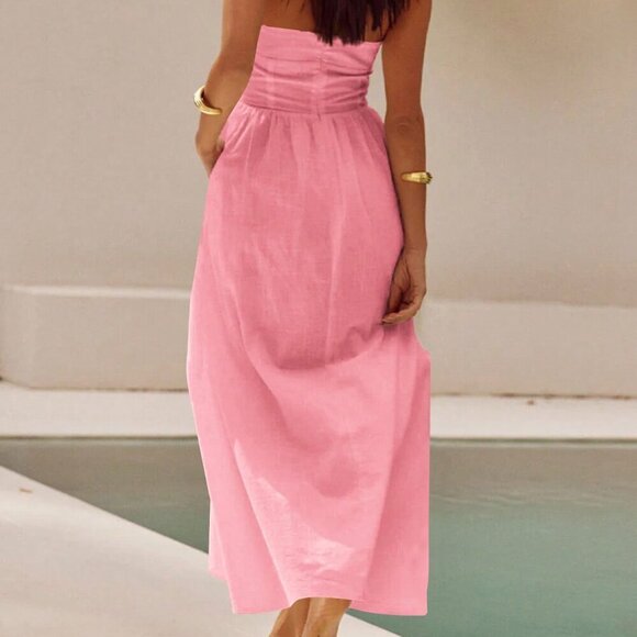 Pink Casual Women's Vacation Elegant Long Dress - Picture 3 of 10